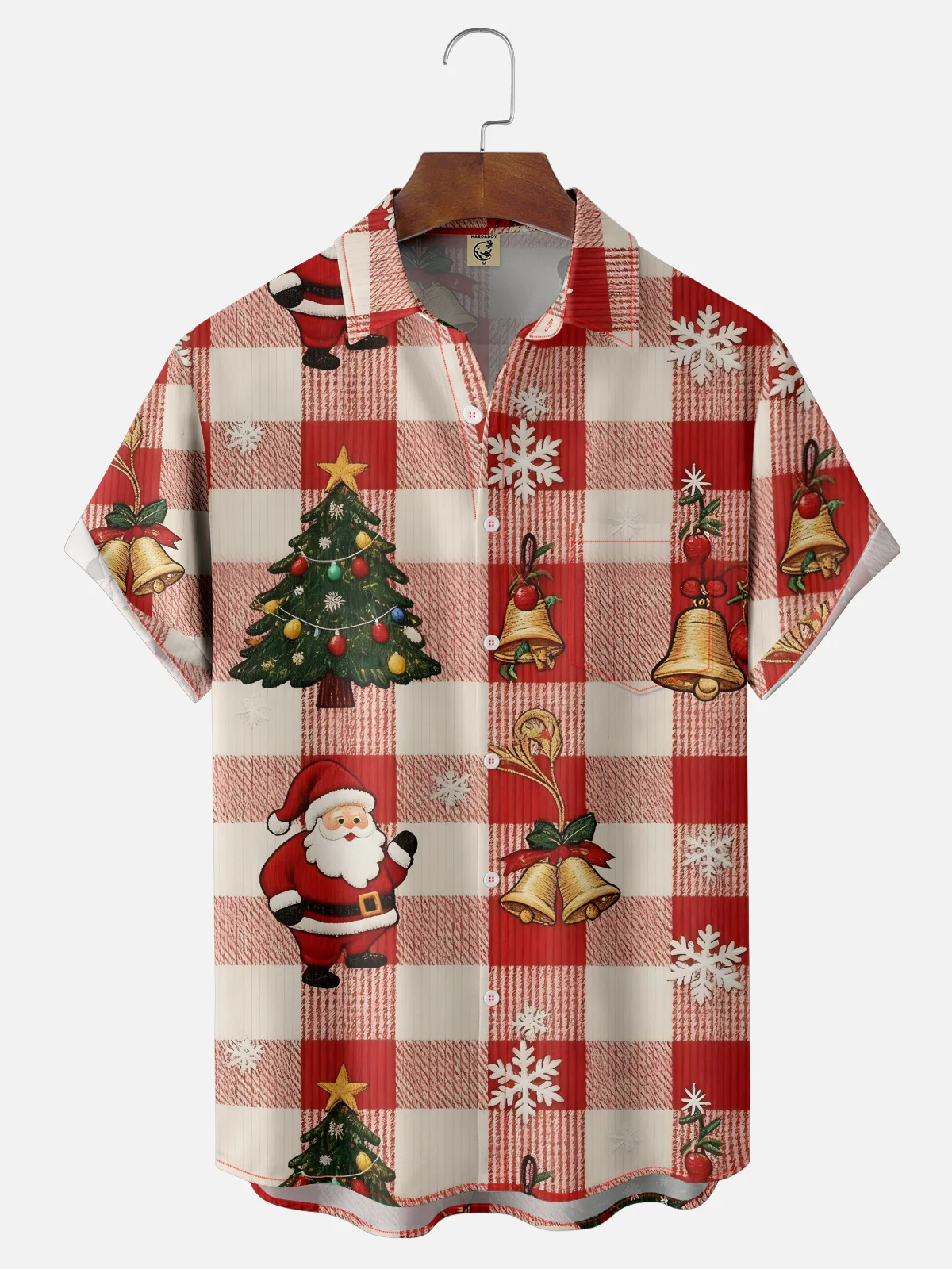 Moisture-wicking Christmas Santa Claus Chest Pocket Casual Shirt