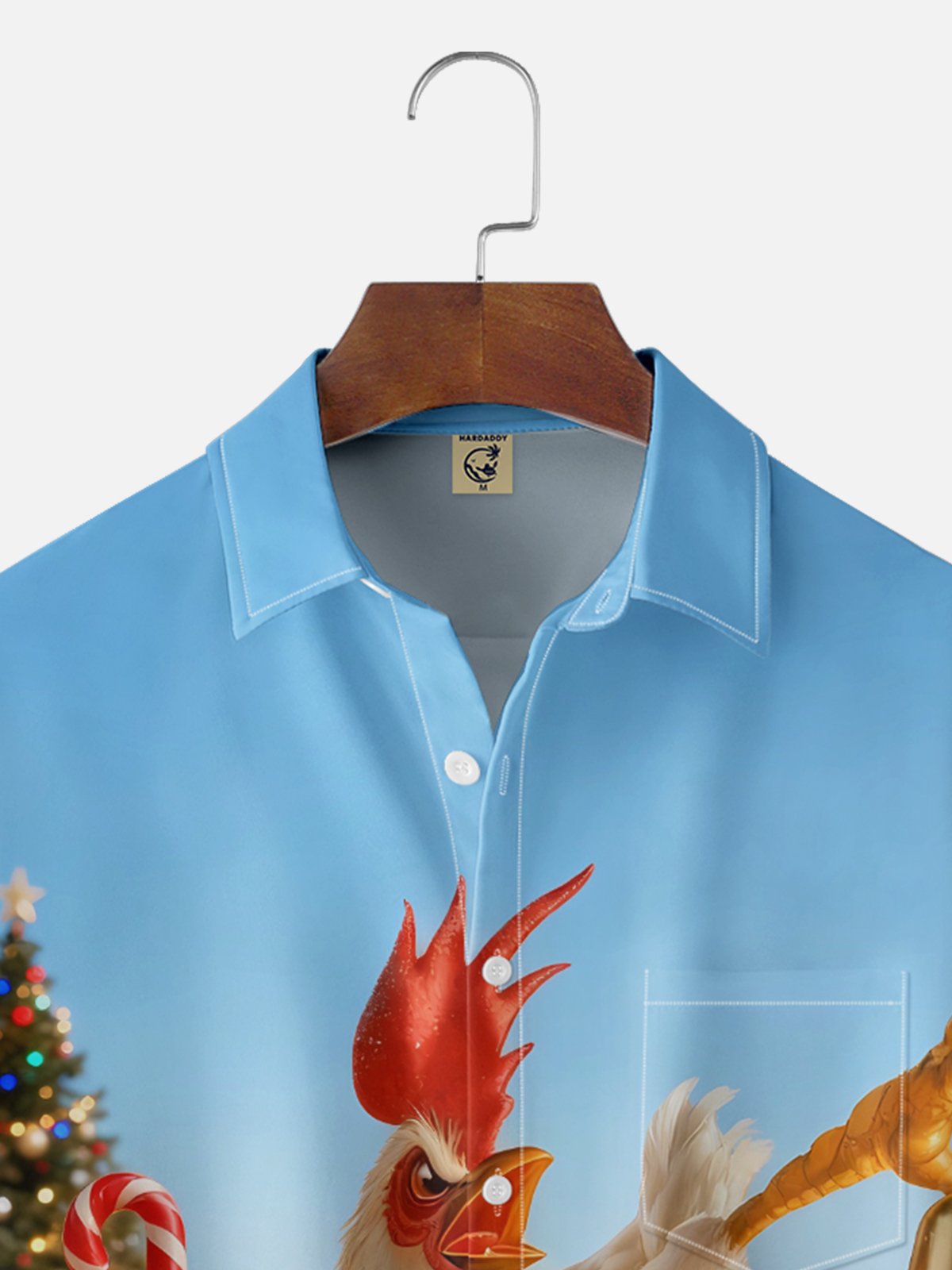 Moisture Wicking Christmas Fun Kung Fu Chicken Chest Pocket Hawaiian Shirt