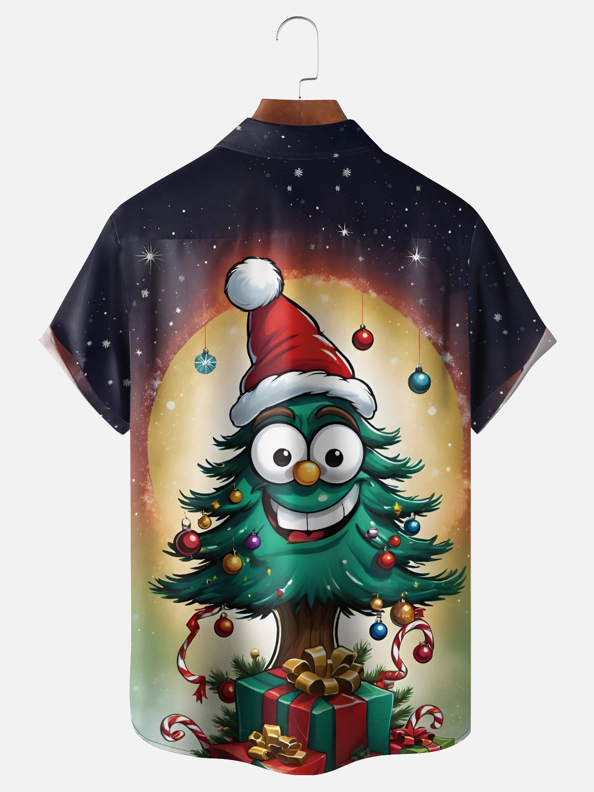 Moisture Wicking Christmas Tree Chest Pocket Holiday Shirt