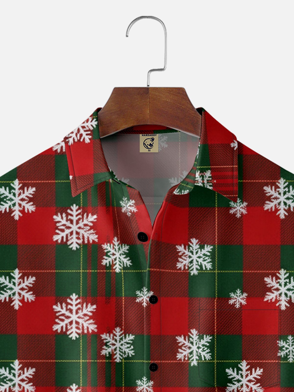 Moisture-wicking Christmas Snowflake Plaid Chest Pocket Holiday Shirt