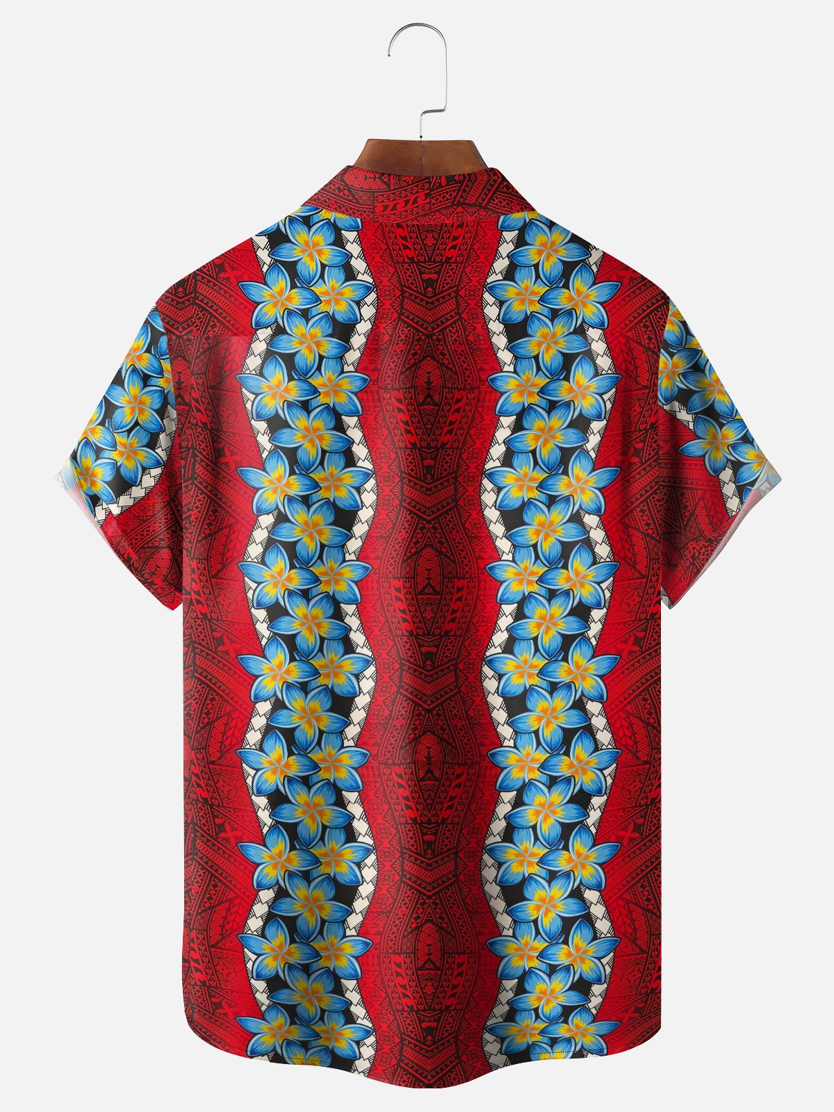 Moisture Wicking Gradient Colors Tropical Plants and Flowers Geometric Chest Pocket Hawaiian Shirt