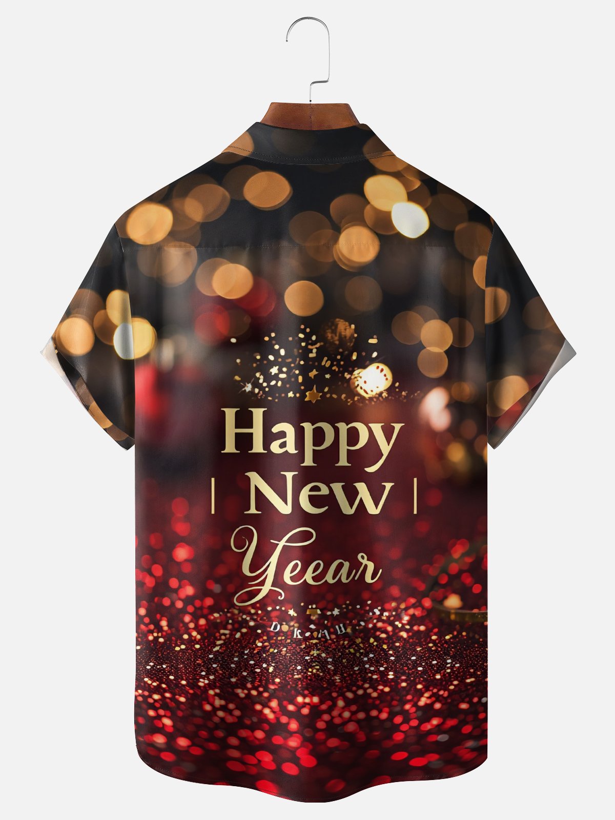 Moisture Wicking Happy New Year Gradient Ribbon Chest Pocket Holiday Shirt