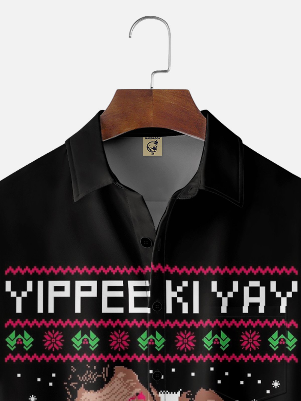 Moisture-wicking Christmas Yippee Ki Yay Chest Pocket Holiday Shirt