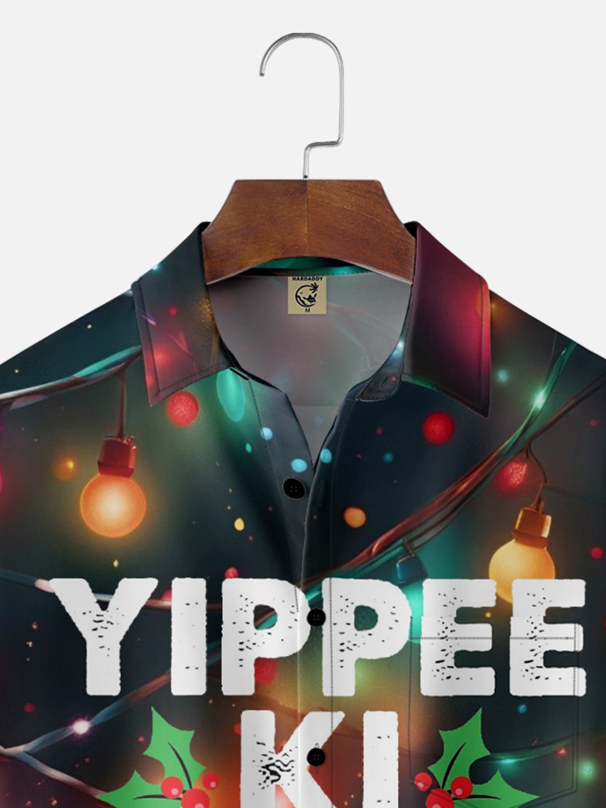 Moisture-wicking Christmas Lighting Yippee Ki Yay Chest Pocket Holiday Shirt