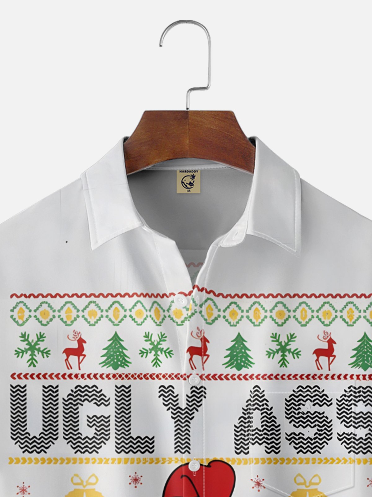 Moisture-wicking Christmas Santa Claus Ass Chest Pocket Casual Shirt