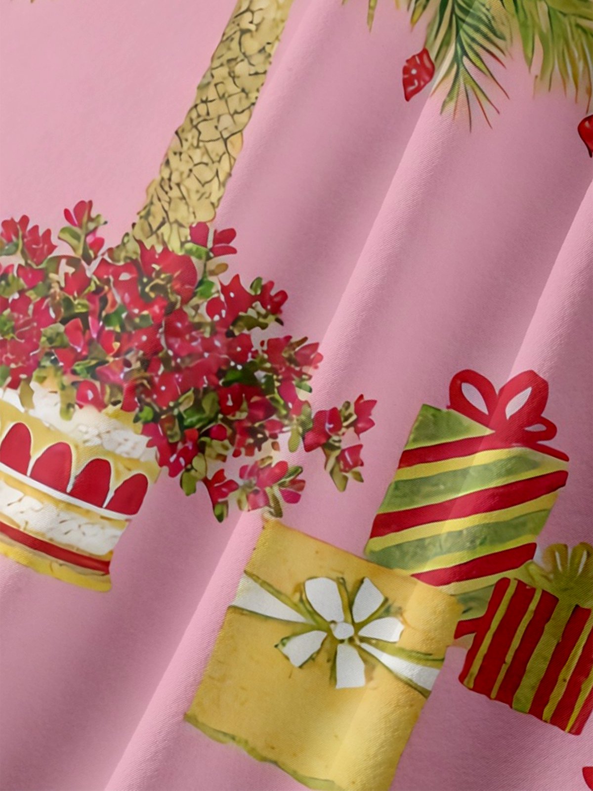 Moisture-wicking Christmas Flamingo Chest Pocket Holiday Shirt