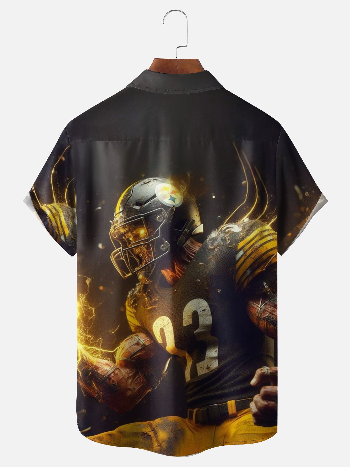 Moisture-wicking American Football Pittsburgh Art Steelers Chest Pocket Casual Shirt