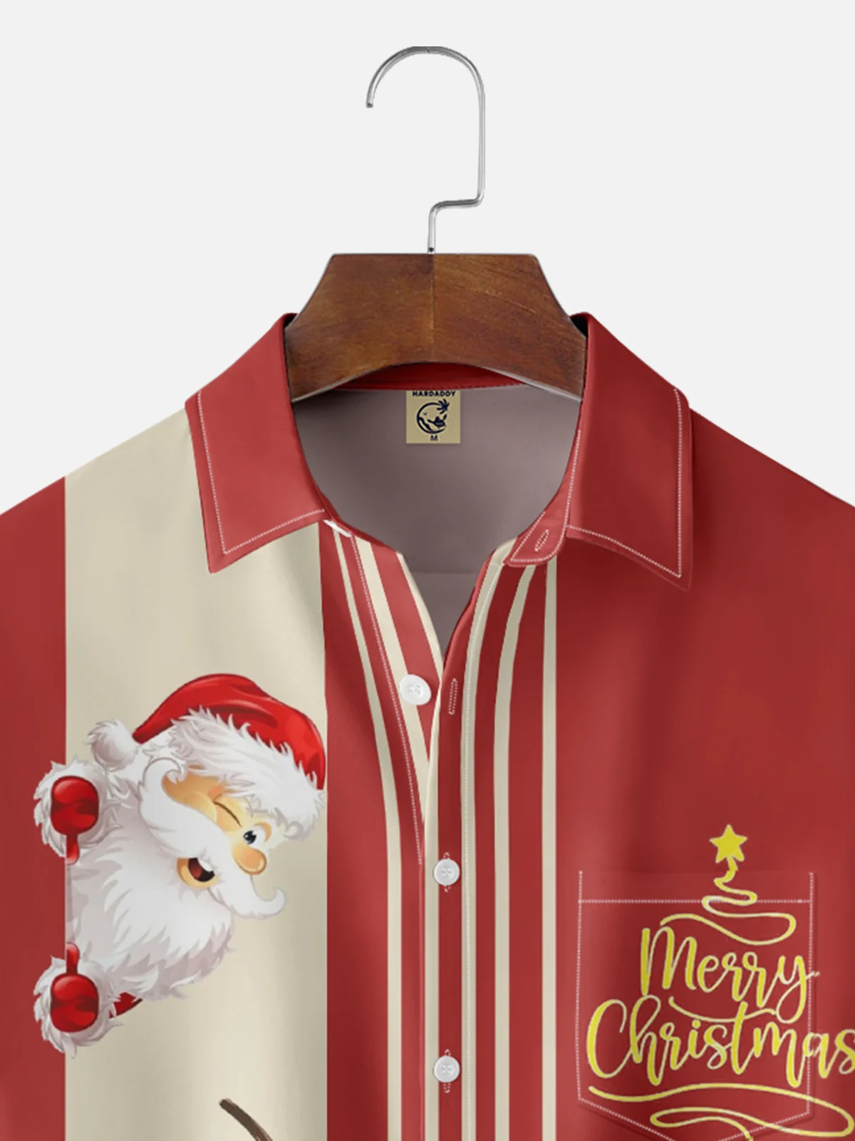 Moisture Wicking Merry Christmas Singer Chest Pocket Bowling Shirt