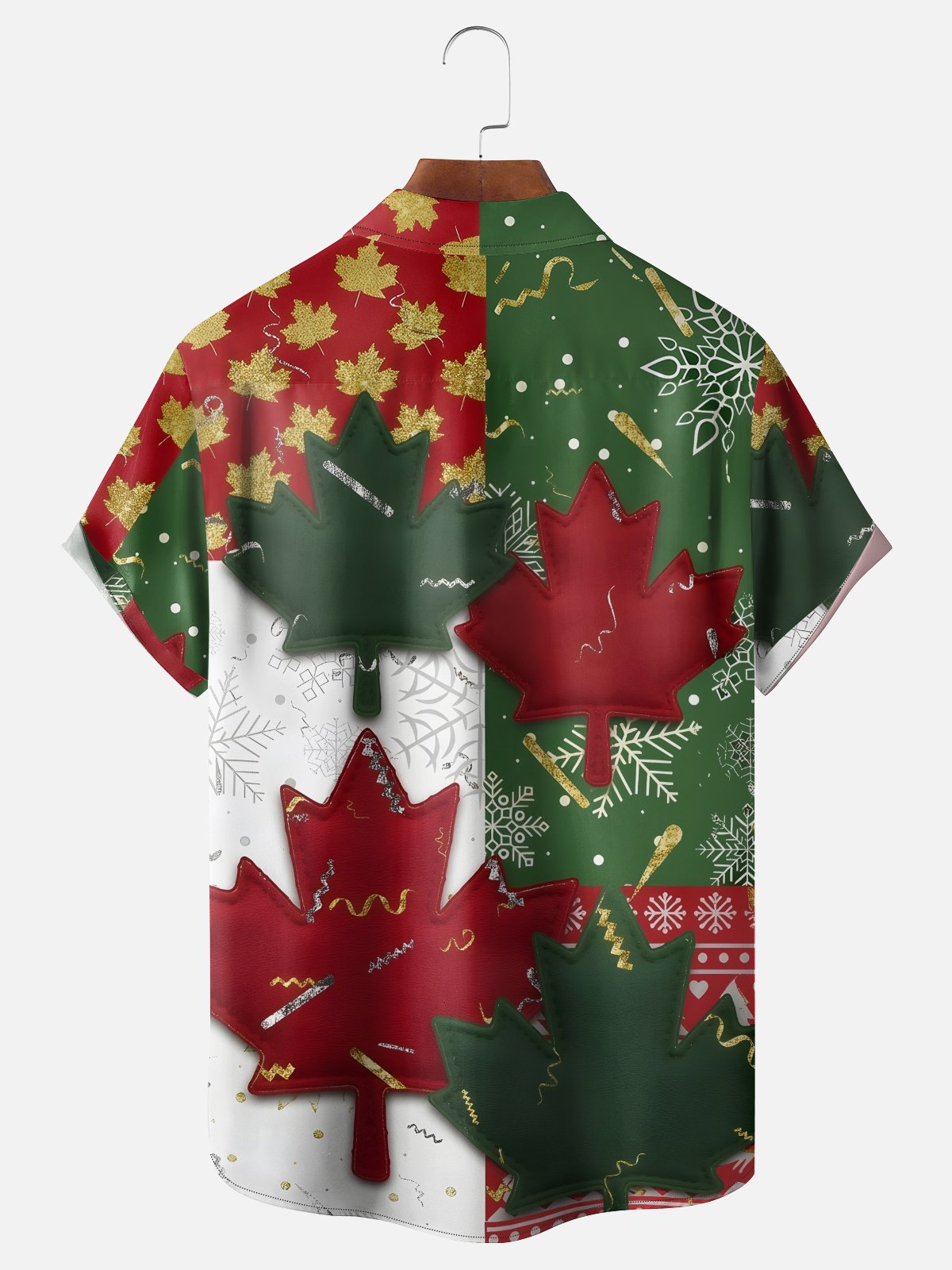 Moisture-wicking Canadian Maple Leaf Multicolor Patchwork Chest Pocket Casual Shirt
