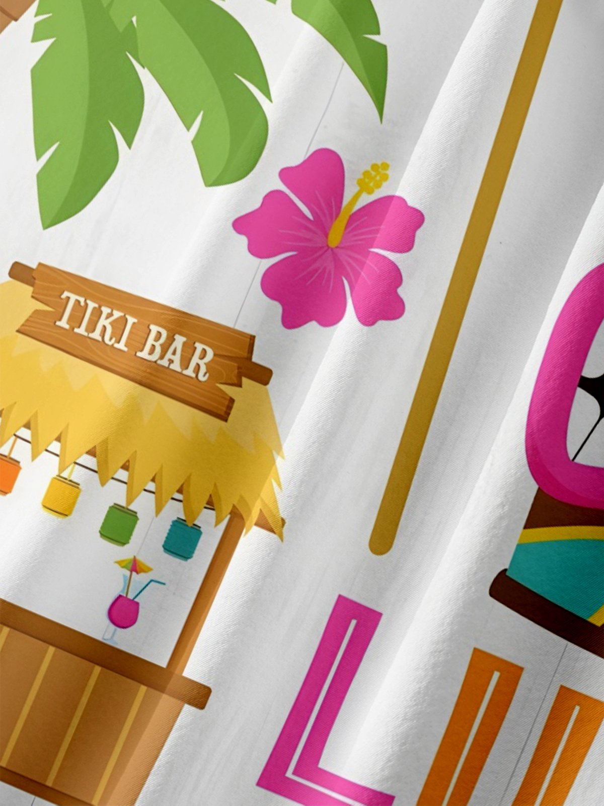 Moisture-wicking Palm Tree Tiki Chest Pocket Hawaiian Shirt