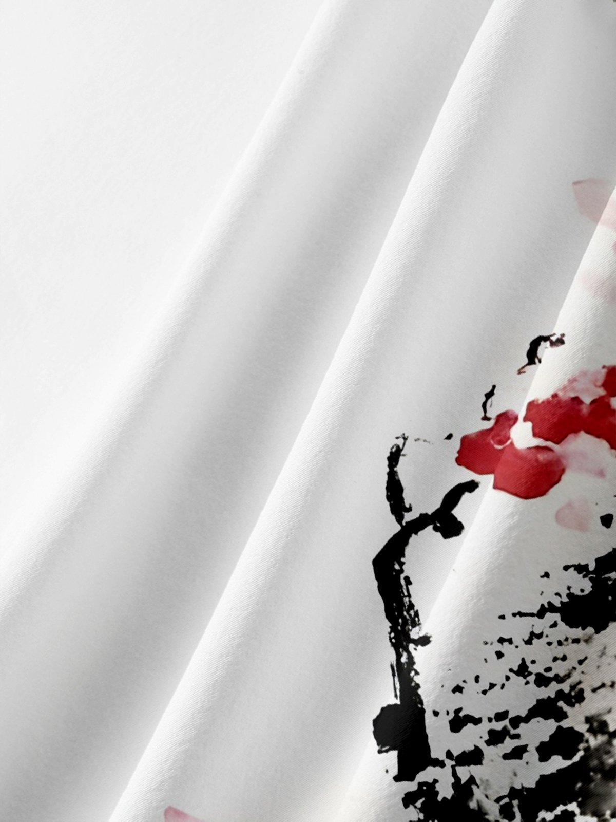 Moisture Wicking Japanese Cultural Abstract Ink Painting Cherry Blossom Chest Pocket Hawaiian Shirt