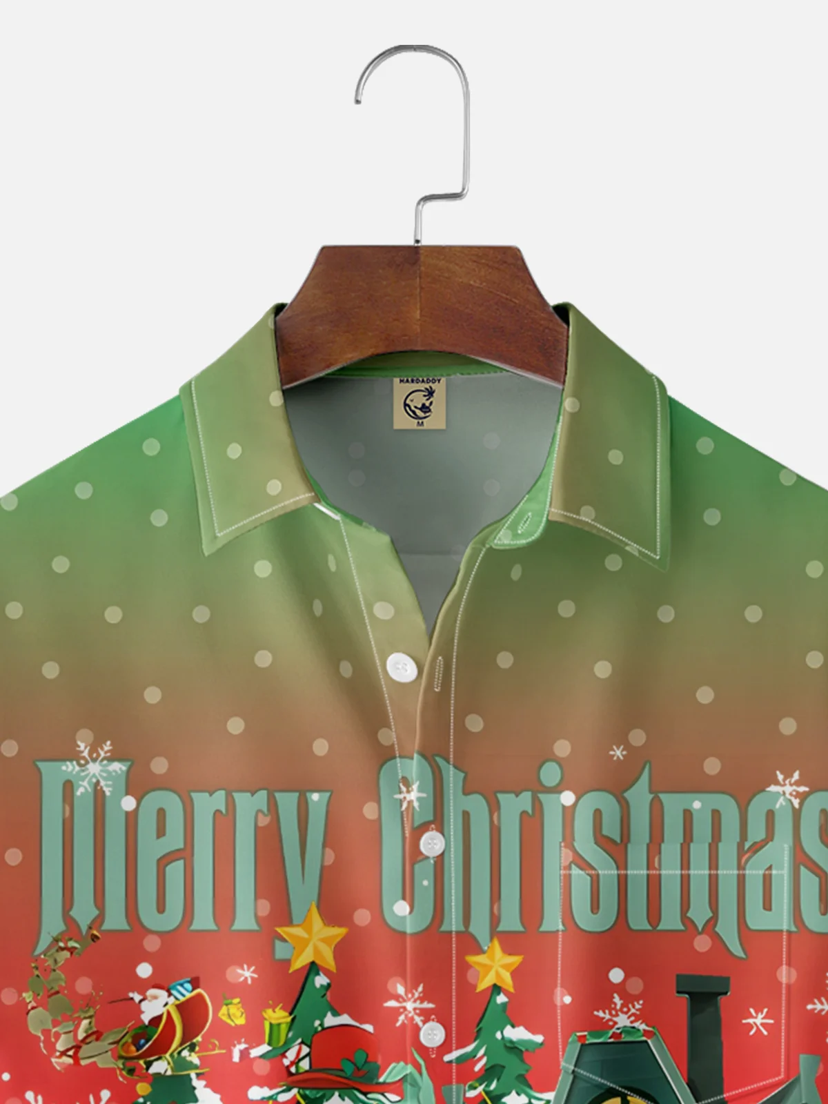 Moisture-wicking Christmas Ghost Snowflake Gradient Chest Pocket Casual Shirt
