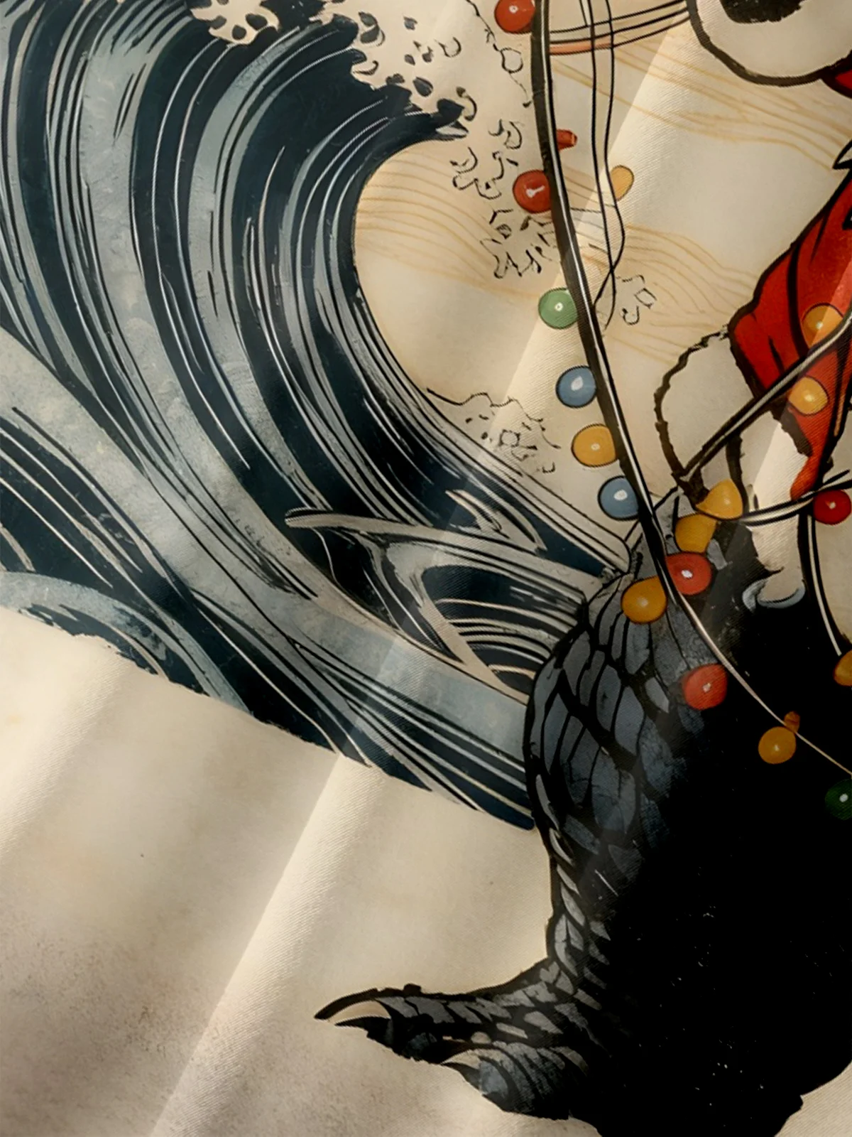 Moisture Wicking Christmas Fun Dinosaur Godzilla Chest Pocket Hawaiian Shirt