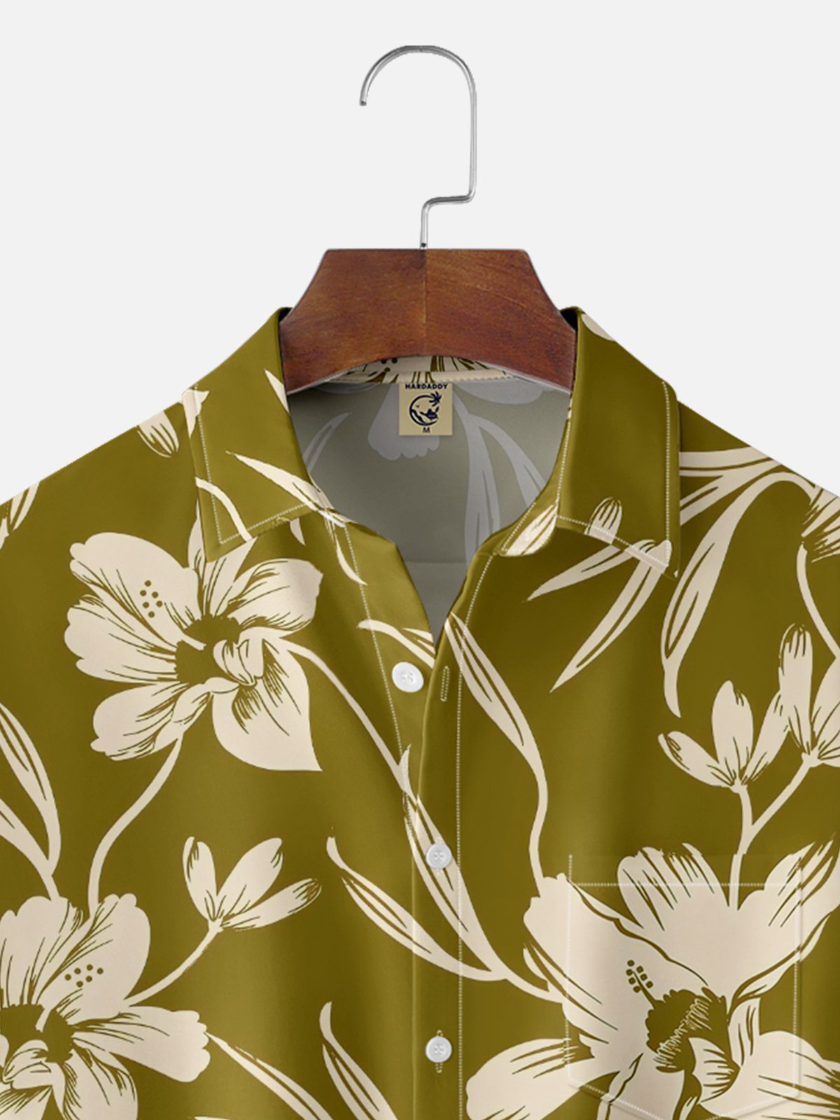Moisture Wicking Tropical Plant Flower Chest Pocket Hawaiian Shirt