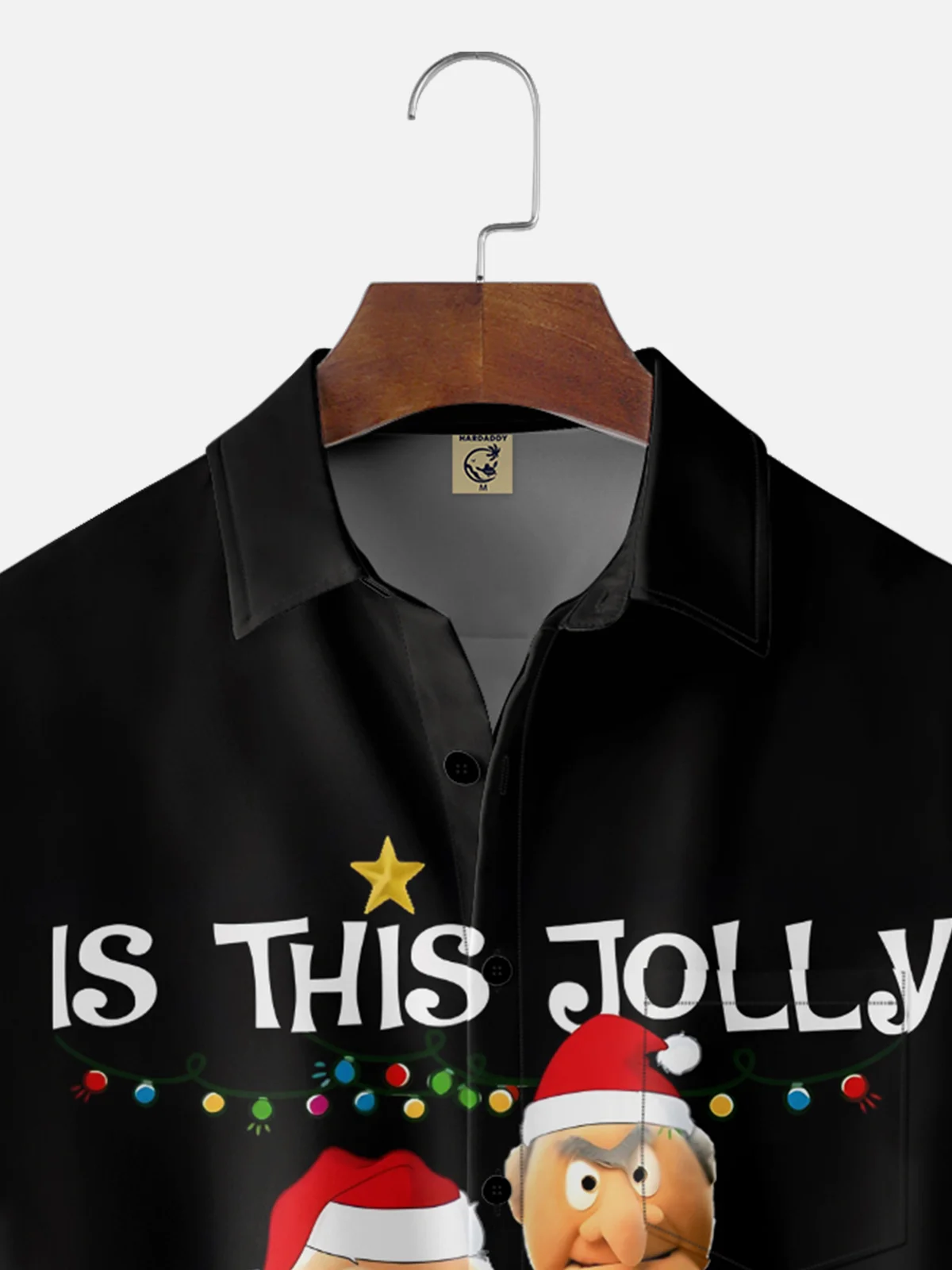 Moisture-wicking Christmas Santa Claus Chest Pocket Casual Shirt