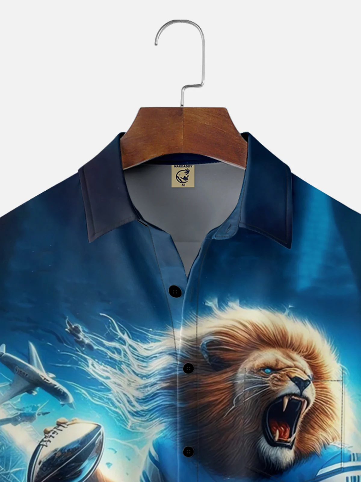 Moisture-Wicking American Football Detroit Art Lions Chest Pocket Casual Shirt