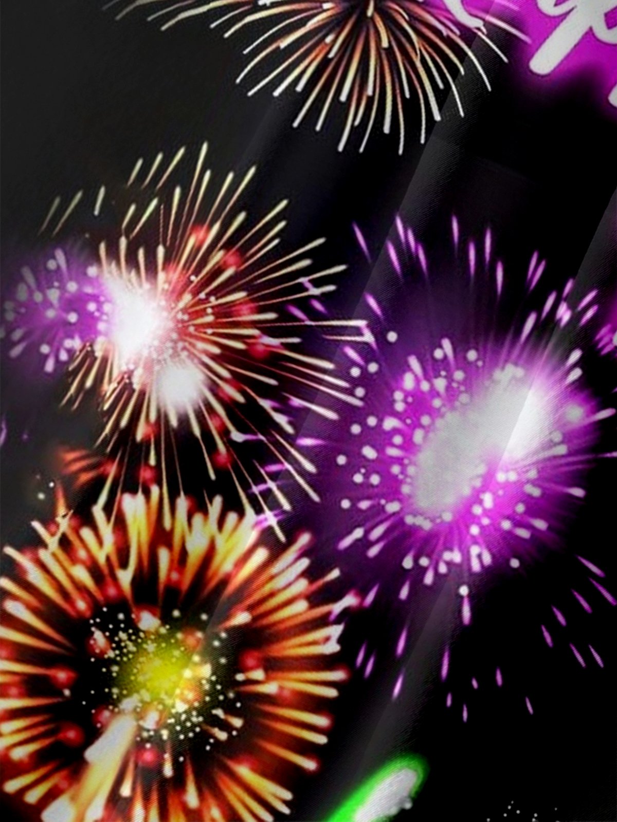 Moisture-wicking Happy New Year Fireworks Chest Pocket Casual Shirt