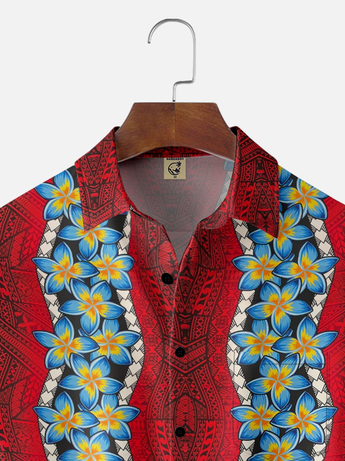 Moisture Wicking Gradient Colors Tropical Plants and Flowers Geometric Chest Pocket Hawaiian Shirt