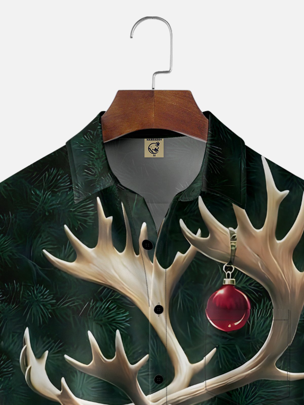 Moisture-wicking Christmas Reindeer Art Christmas Tree Chest Pocket Casual Shirt