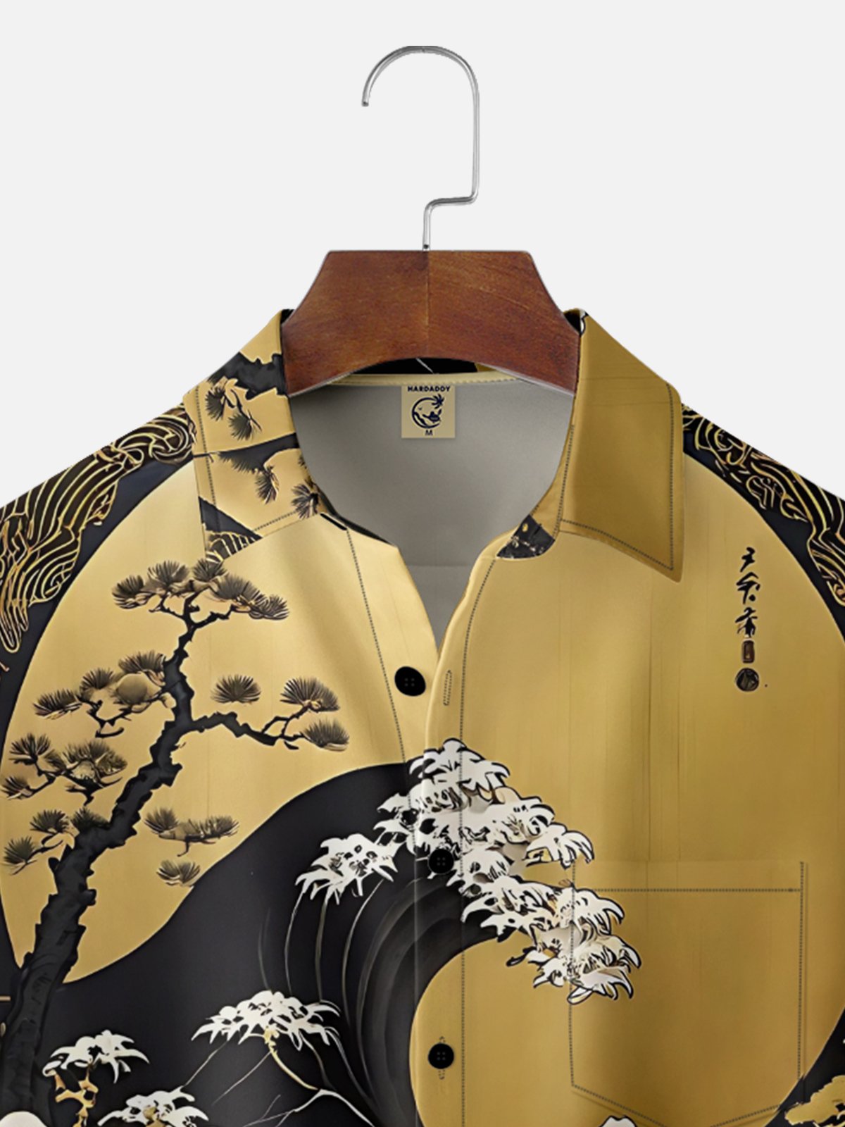 Moisture-wicking Japanese Ukiyo-e Wave Chest Pocket Hawaiian Shirt