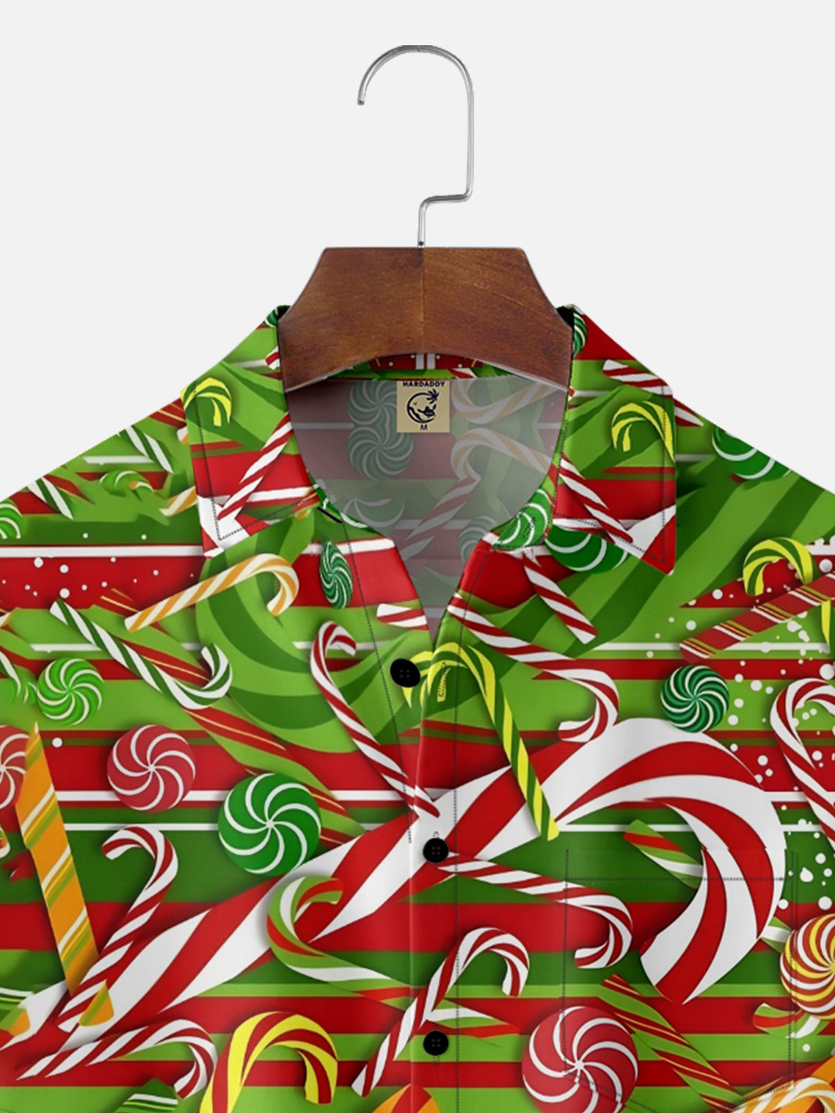 Moisture Wicking Christmas Candy Chest Pocket Hawaiian Shirt