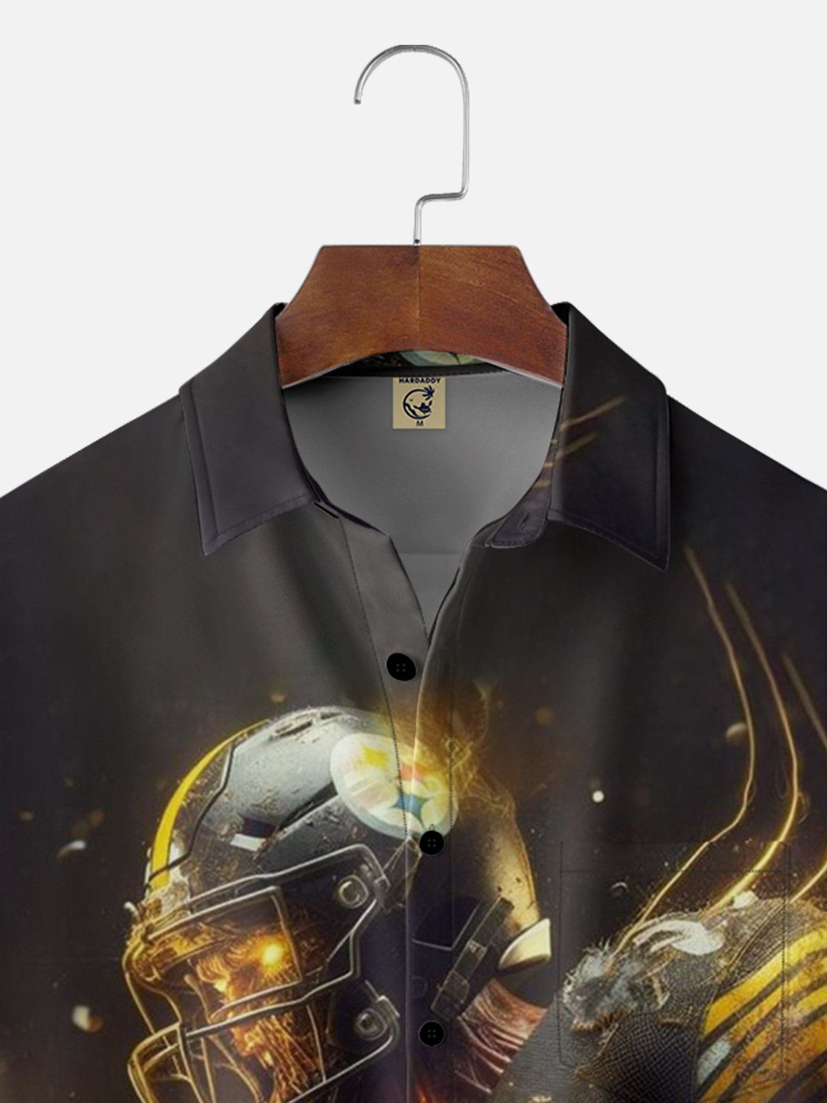 Moisture-wicking American Football Pittsburgh Art Steelers Chest Pocket Casual Shirt