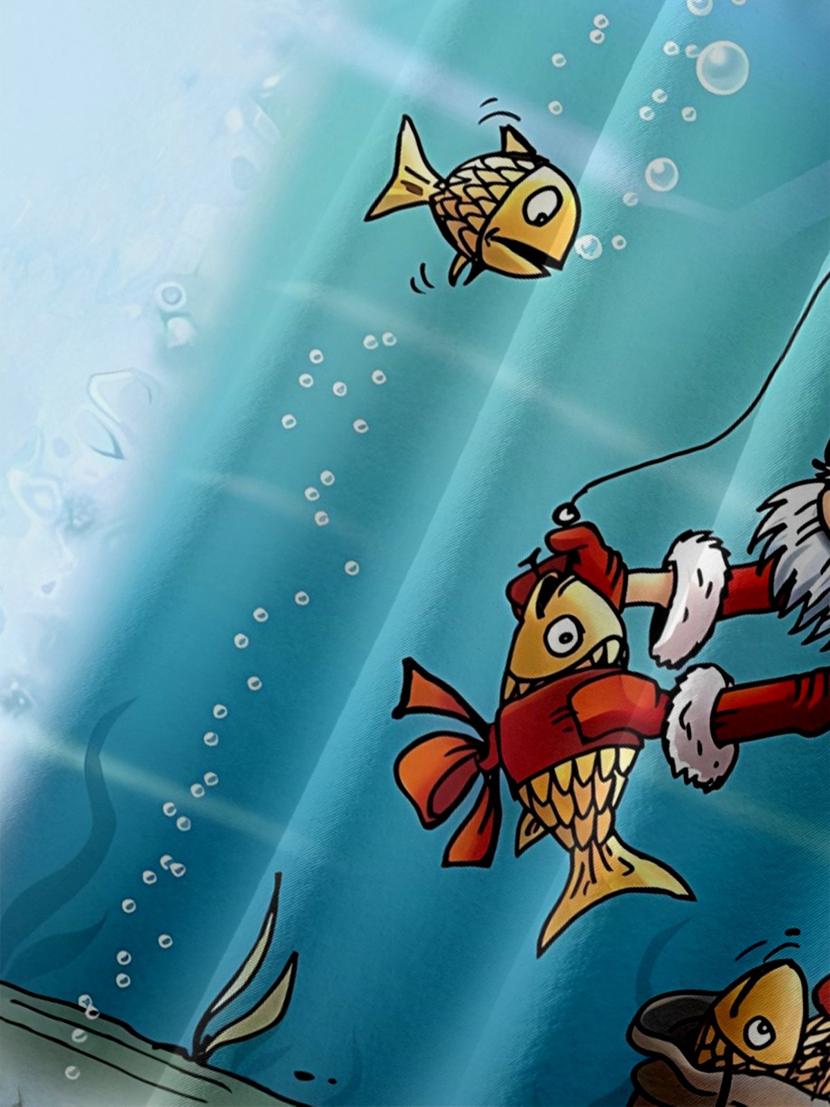 Moisture Wicking Fun Christmas Old Man Fishing Chest Pocket Hawaiian Shirt