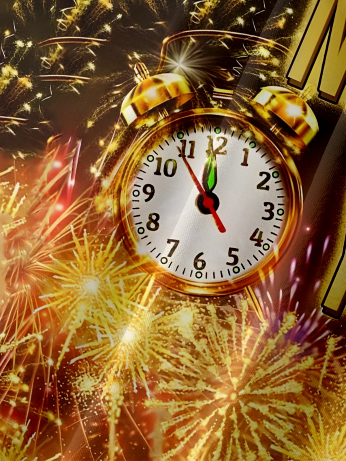 Moisture-wicking Happy New Year Fireworks Clock Chest Pocket Casual Shirt