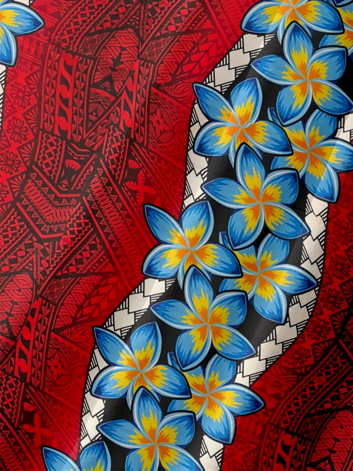 Moisture Wicking Gradient Colors Tropical Plants and Flowers Geometric Chest Pocket Hawaiian Shirt