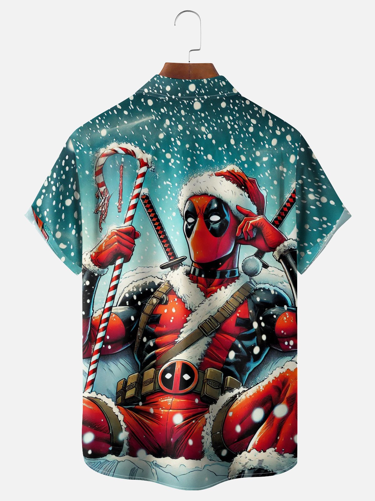 Moisture-wicking Christmas Santa Fun Dead Chest Pocket Casual Shirt