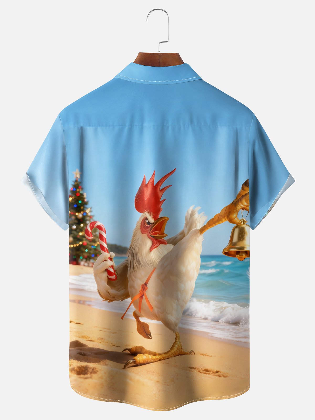 Moisture Wicking Christmas Fun Kung Fu Chicken Chest Pocket Hawaiian Shirt