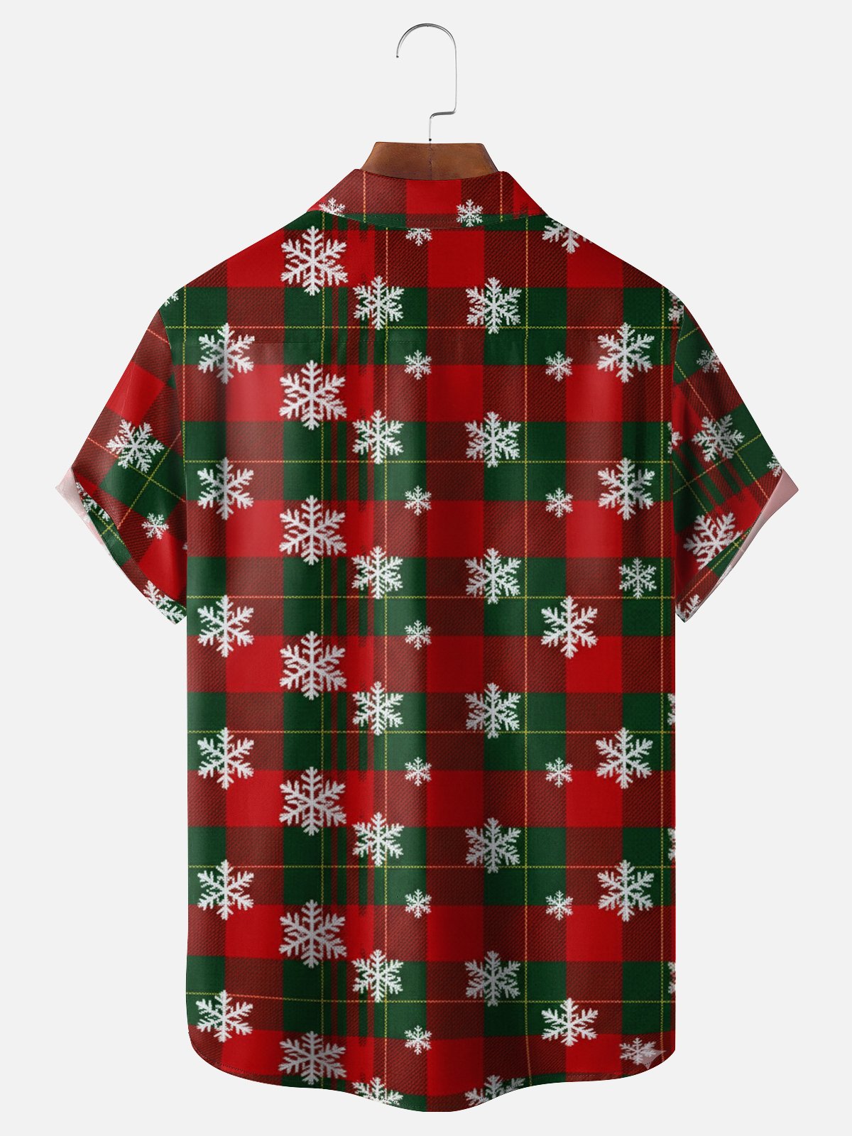 Moisture-wicking Christmas Snowflake Plaid Chest Pocket Holiday Shirt