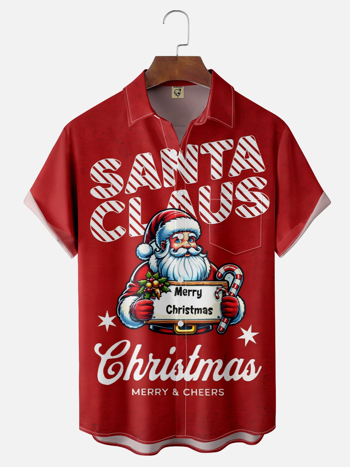 Moisture Wicking Christmas Chest Pocket Hawaiian Shirt