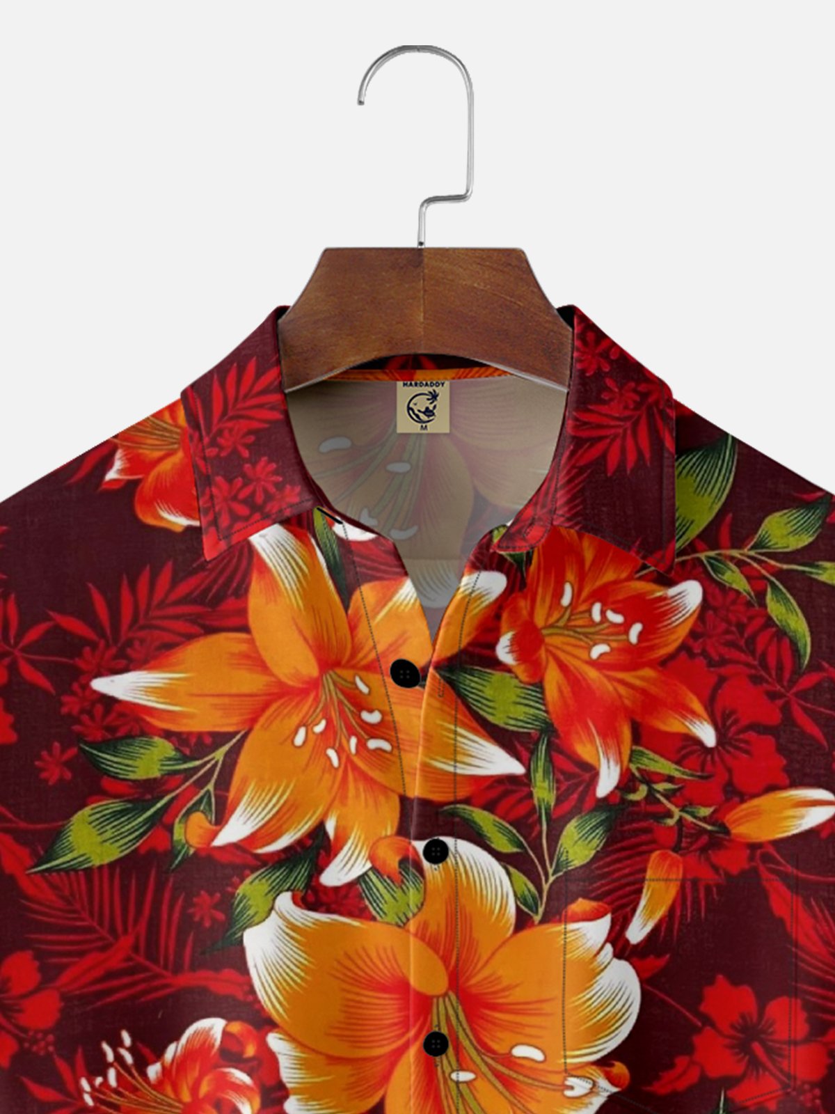 Moisture Wicking Gradient Colors Tropical Plants Flowers Chest Pocket Hawaiian Shirt