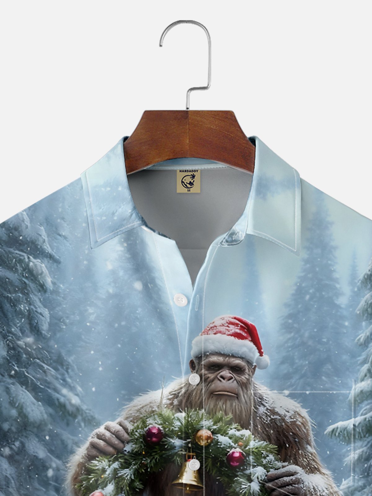 Moisture-wicking Christmas Fun Bigfoot Chest Pocket Casual Shirt