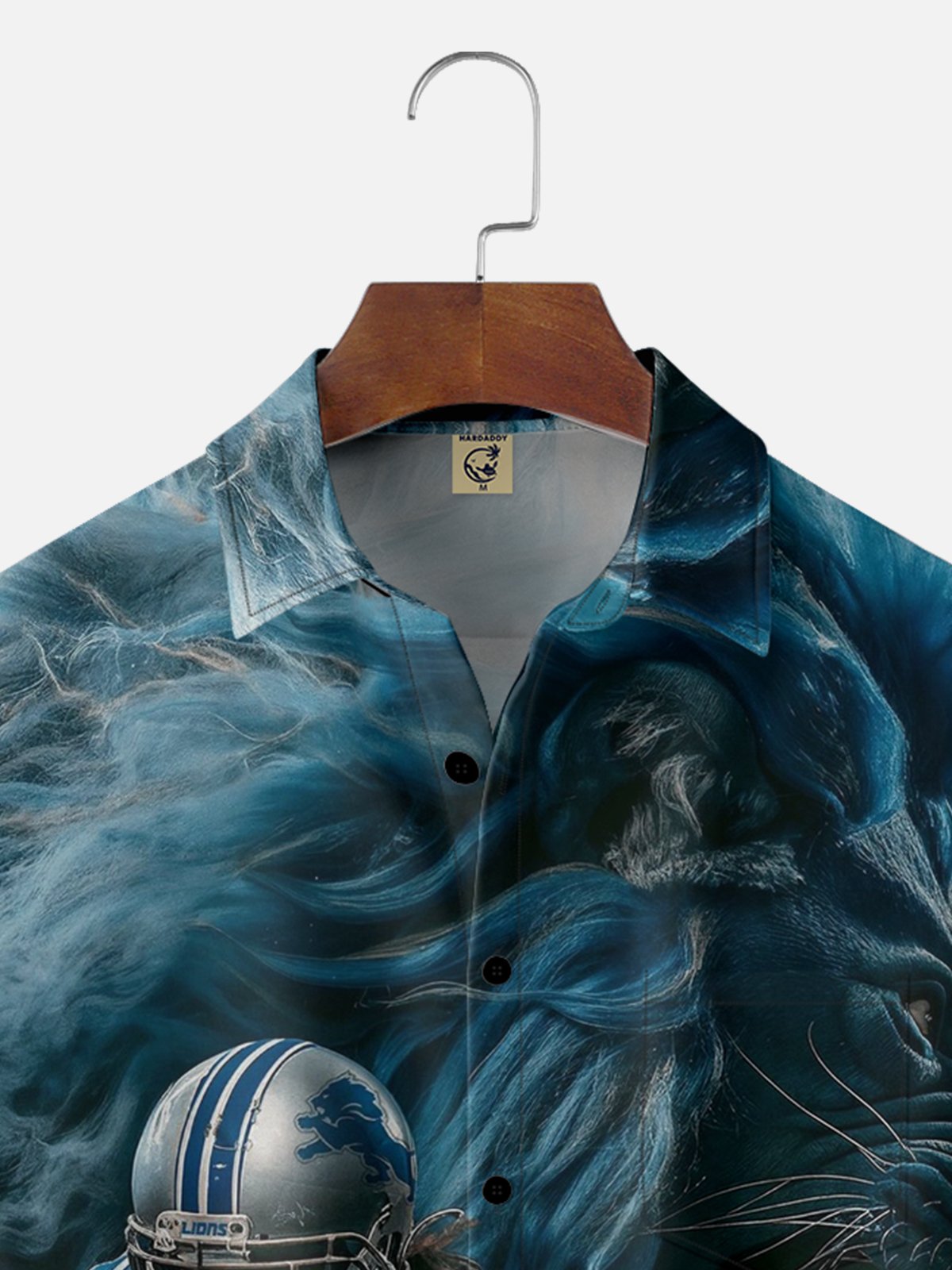 Moisture-Wicking American Football Detroit Art Lions Chest Pocket Casual Shirt