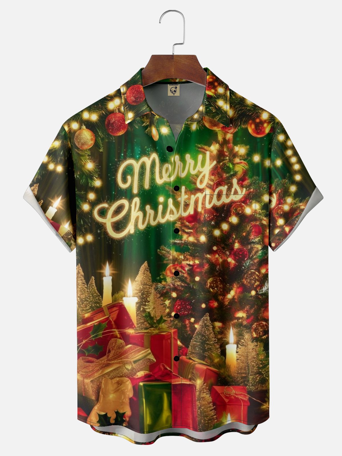 Moisture-wicking Merry Christmas Tree Gifts Chest Pocket Casual Shirt