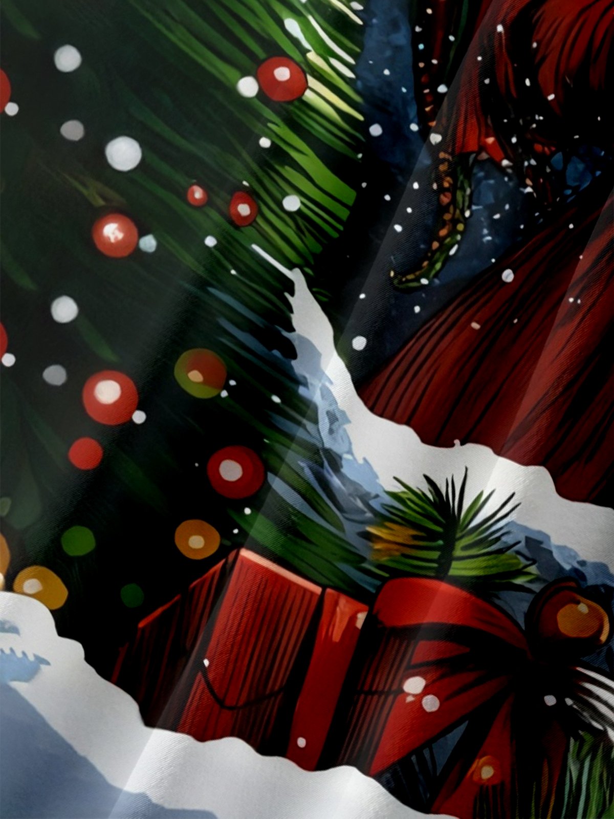 Moisture-wicking Christmas Santa Claus Cthulhu Chest Pocket Casual Shirt