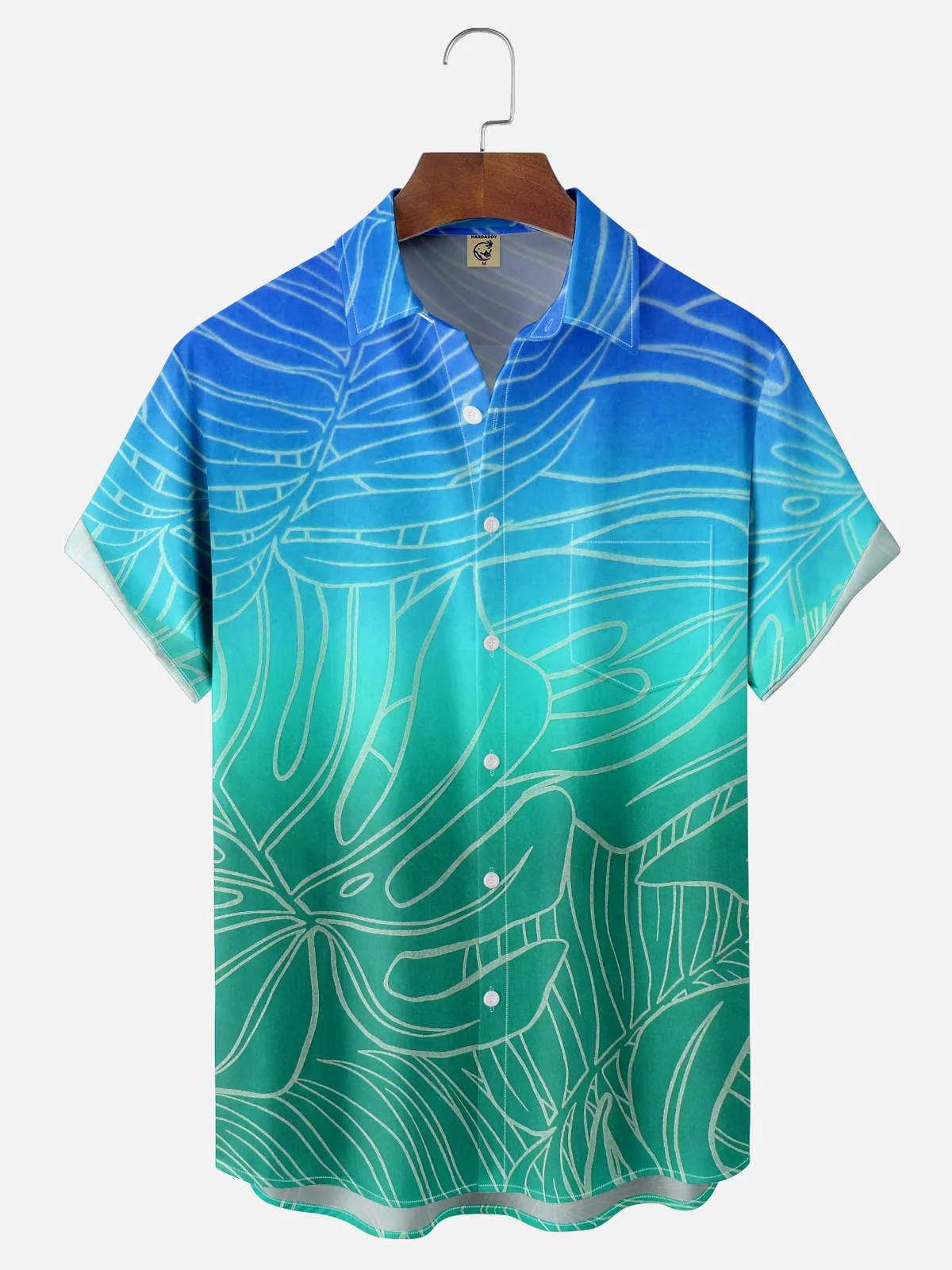 Moisture-wicking Palm Tree Chest Pocket Hawaiian Shirt