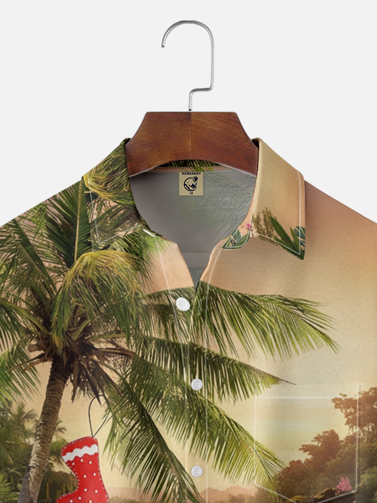 Moisture Wicking Christmas Fun Ugly Santa Claus Chest Pocket Hawaiian Shirt