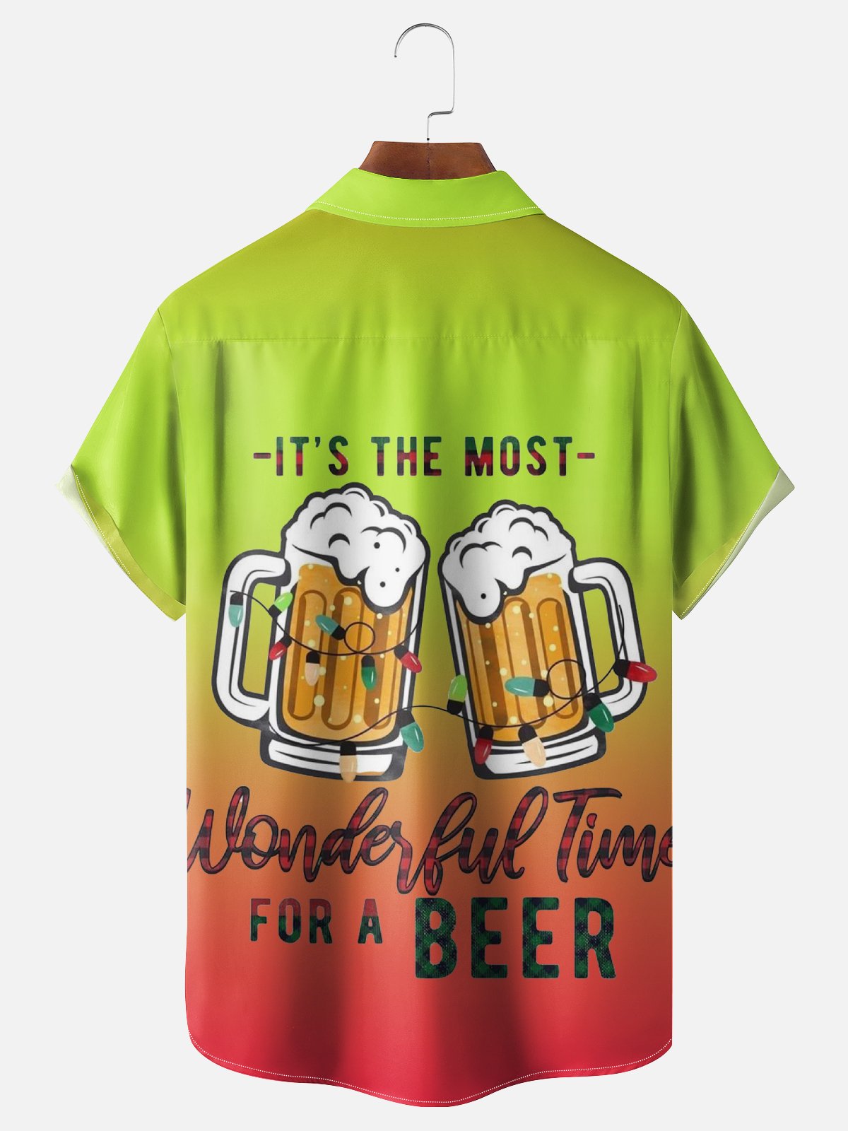 Moisture Wicking Christmas Beer Chest Pocket Hawaiian Shirt