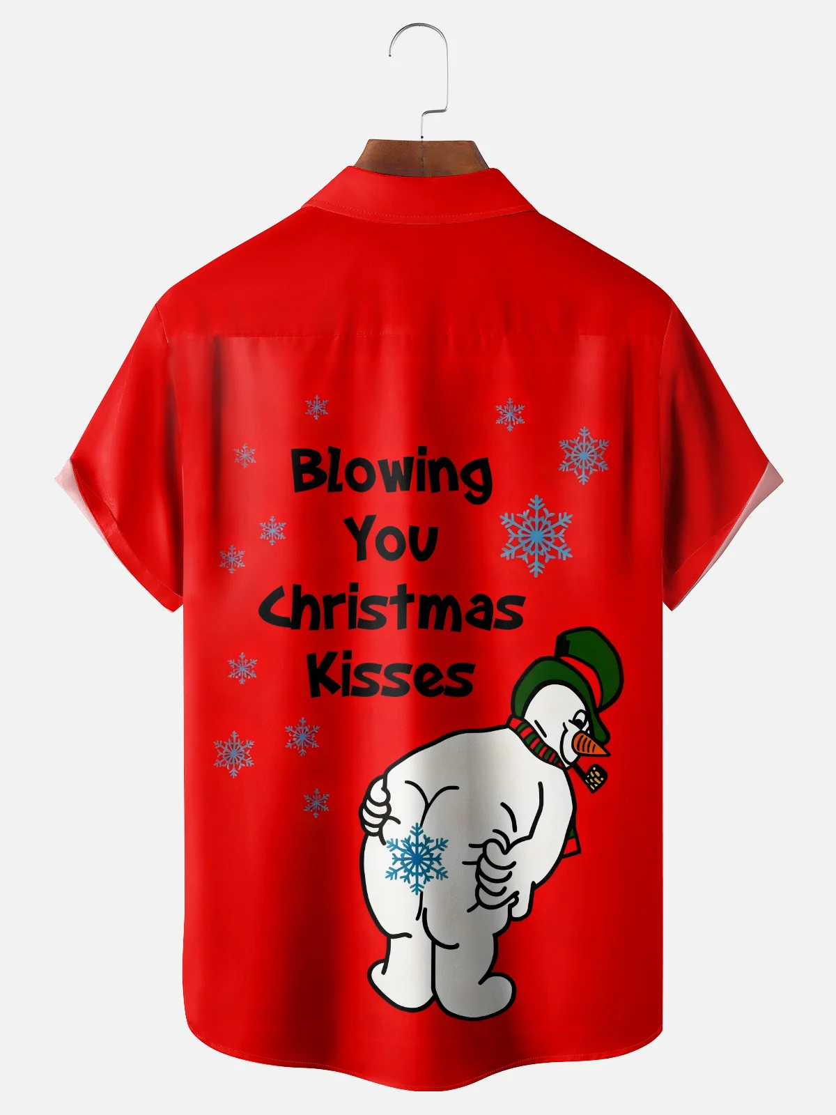 Moisture-wicking Christmas Snowman Blowing You Christmas Kisses Chest Pocket Holiday Shirt