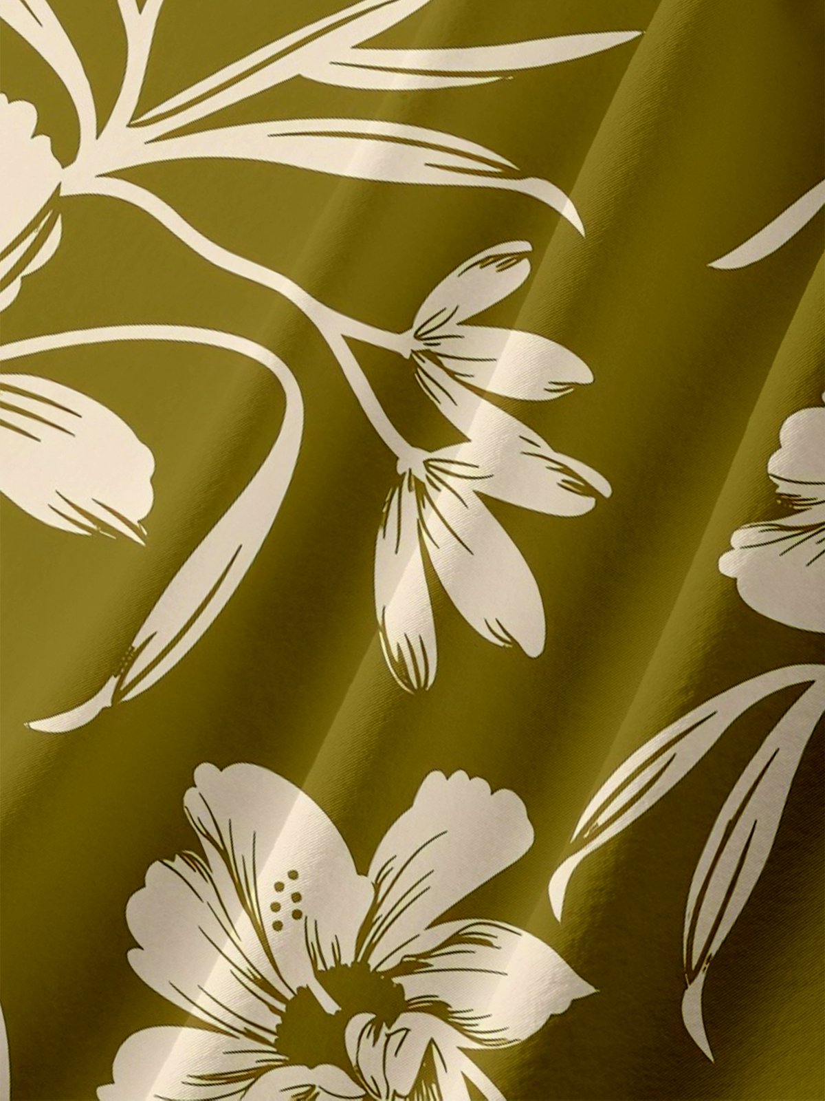 Moisture Wicking Tropical Plant Flower Chest Pocket Hawaiian Shirt