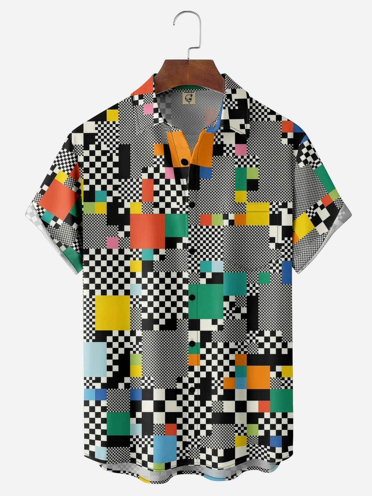 Moisture-wicking Geomatric Plaid Chest Pocket Casual Shirt