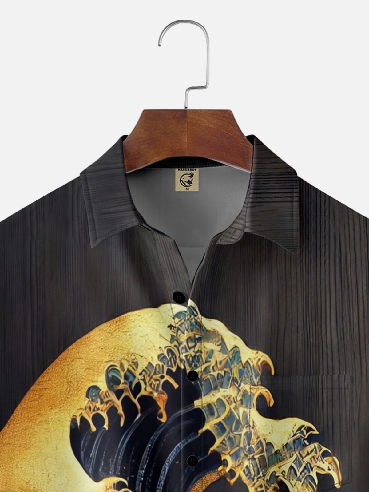 Moisture-wicking Japanese Ukiyo-e Wave Chest Pocket Casual Shirt