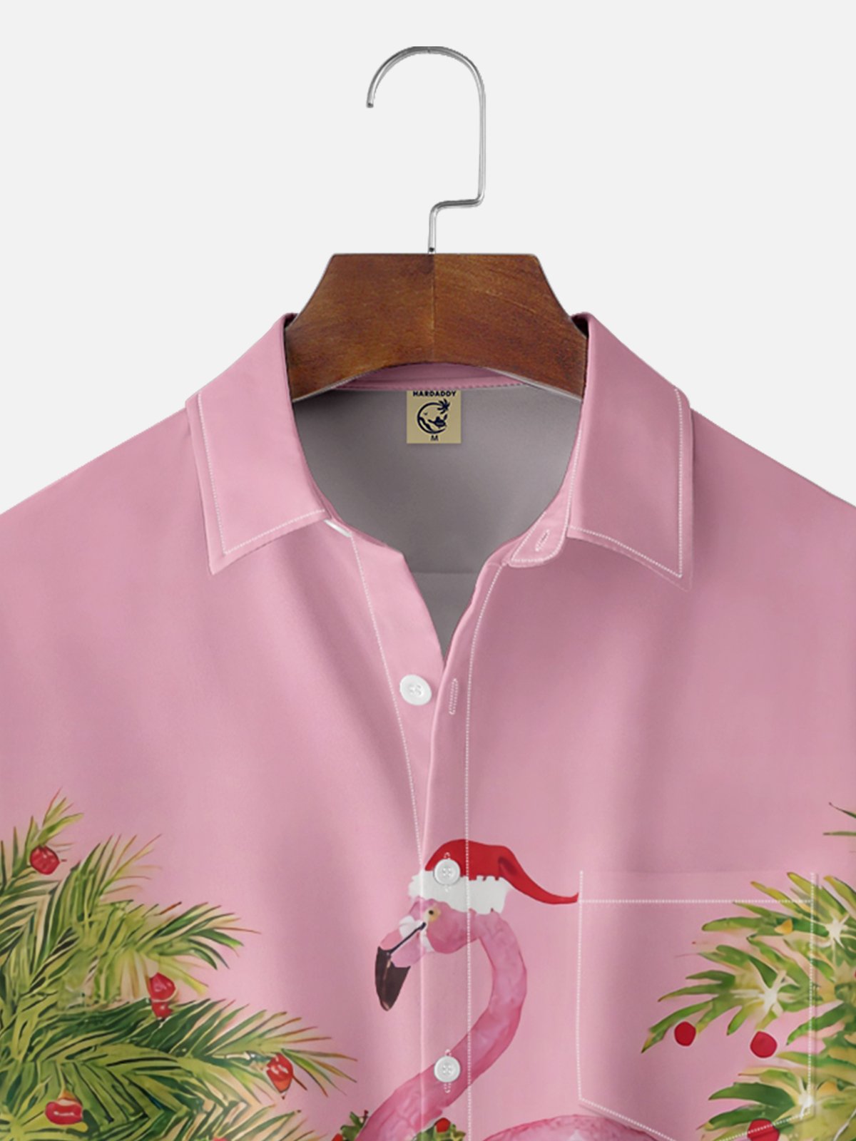 Moisture-wicking Christmas Flamingo Chest Pocket Holiday Shirt