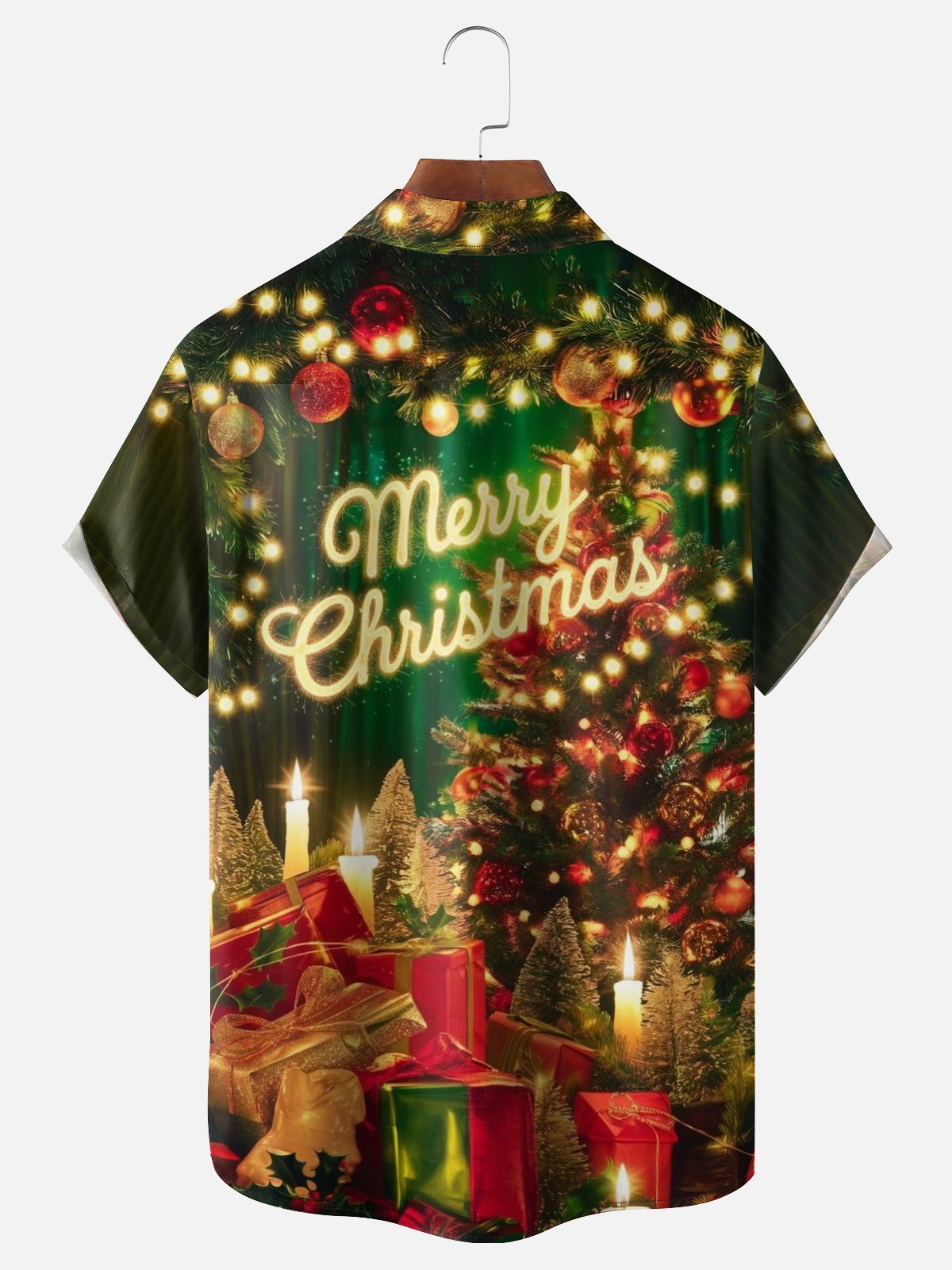 Moisture-wicking Merry Christmas Tree Gifts Chest Pocket Casual Shirt