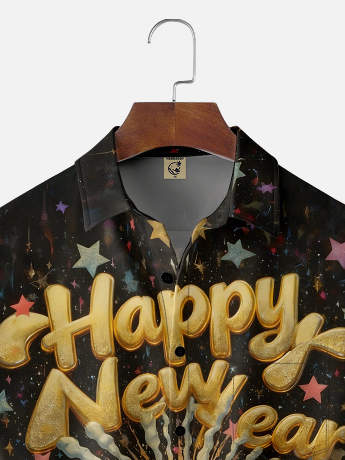 Moisture-wicking Happy New Year Champagne Party Chest Pocket Casual Shirt