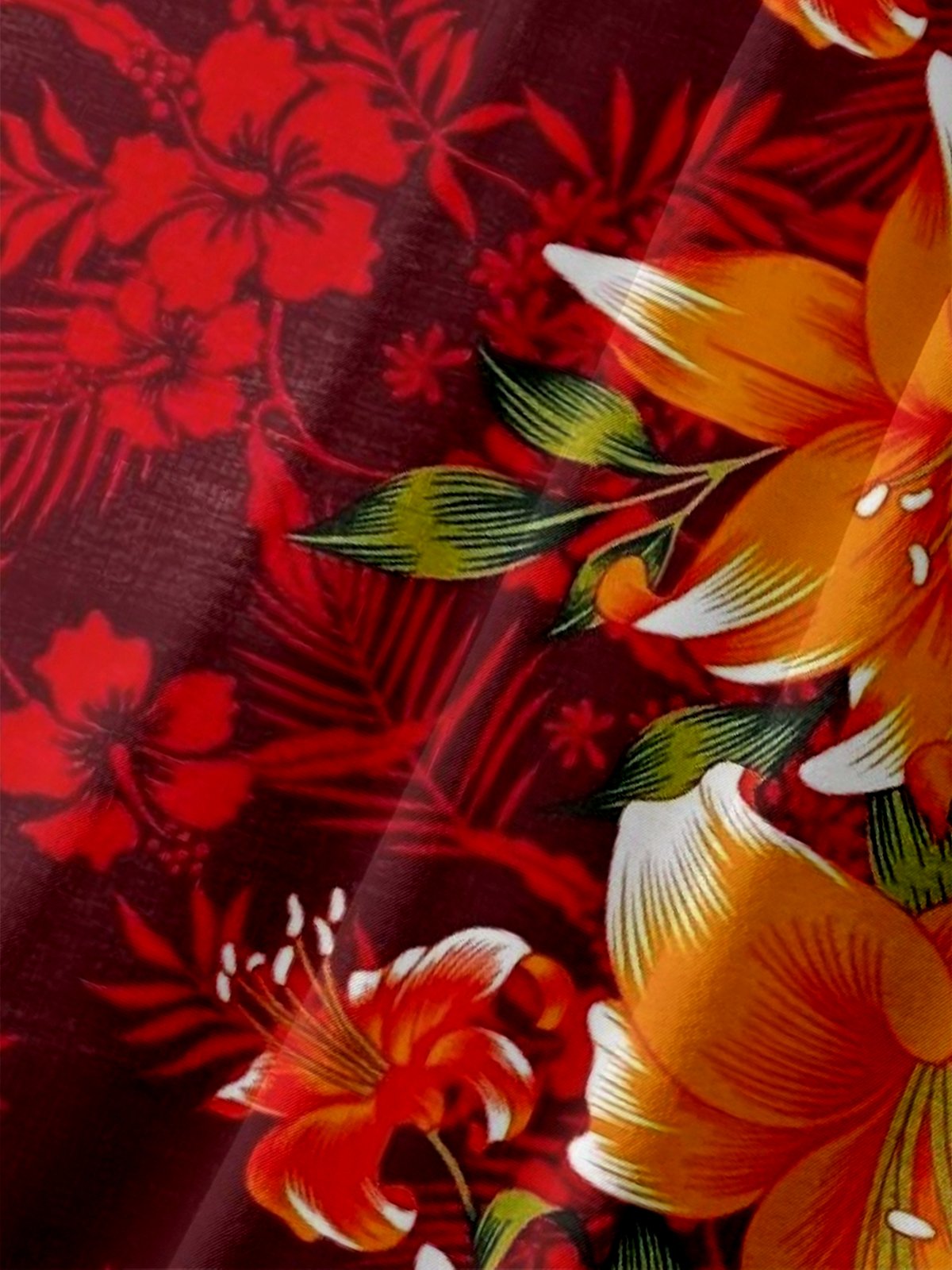 Moisture Wicking Gradient Colors Tropical Plants Flowers Chest Pocket Hawaiian Shirt