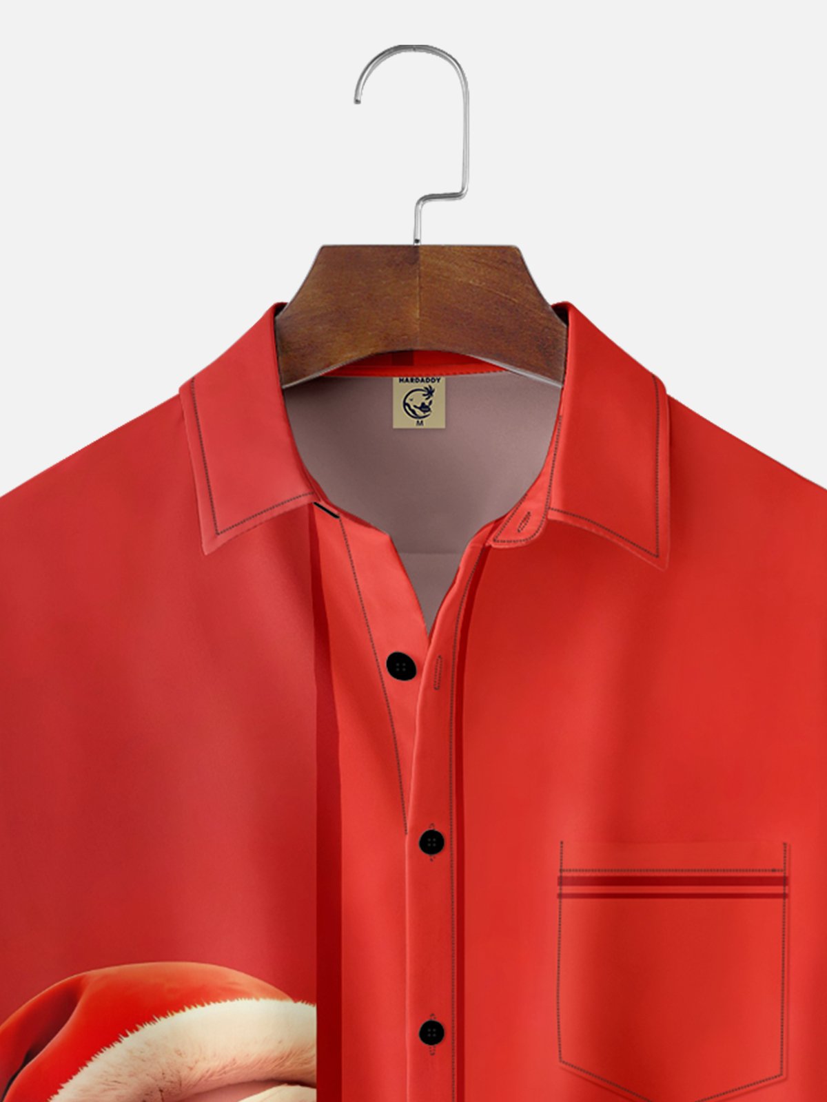 Moisture-wicking Christmas Santa Fun Chest Pocket Casual Shirt